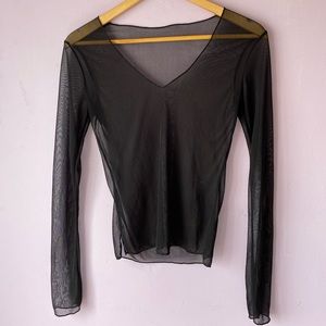 See-through Chiffon Top in black